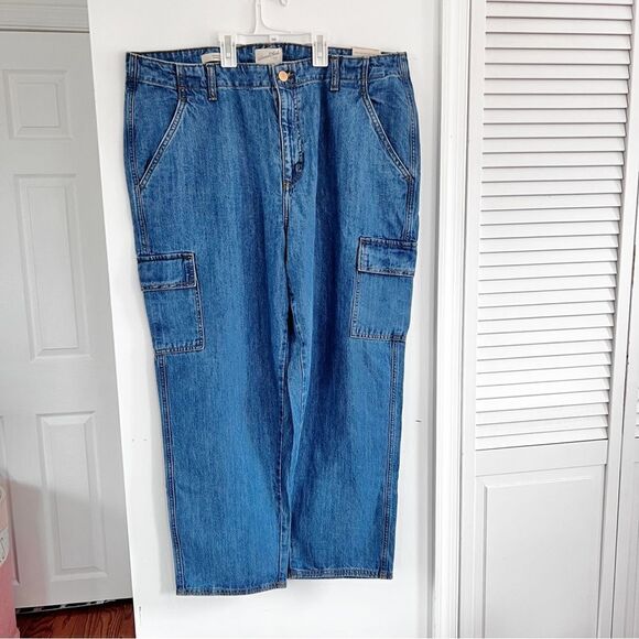 Universal Thread Boyfriend Cargo Jeans High Rise NON-stretch Cotton Tapered NWT - Picture 1 of 7
